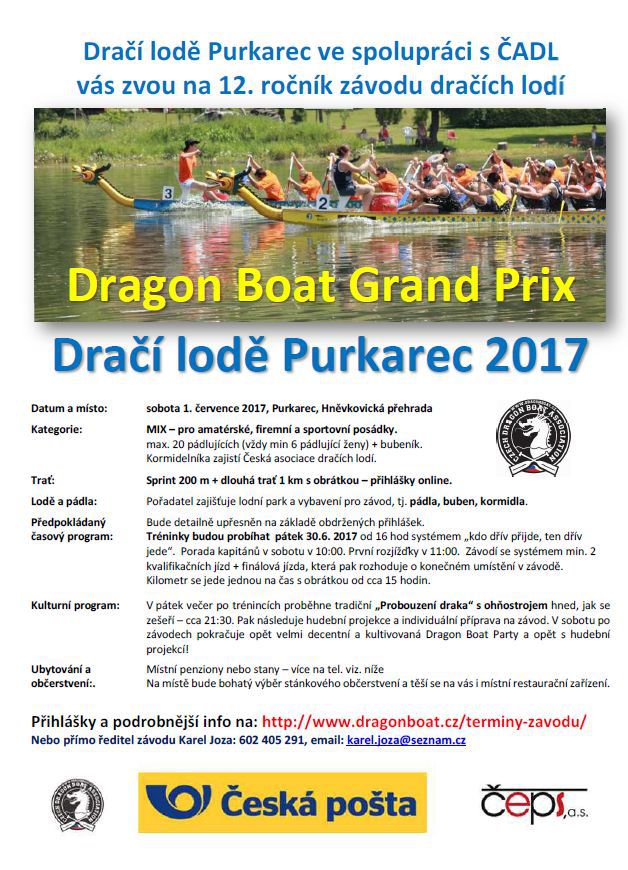 Dragon Boat Grand Prix: Dračí lodě Purkarec 2017